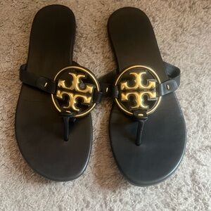 Tory Burch Miller Leather Block logo sandals 8.5 women’s
